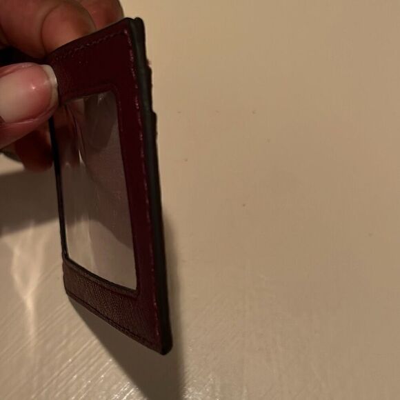 Michael Kors Credit Card And ID Holder Dark Burgundy Leather Classy Minimalist - Picture 5 of 9